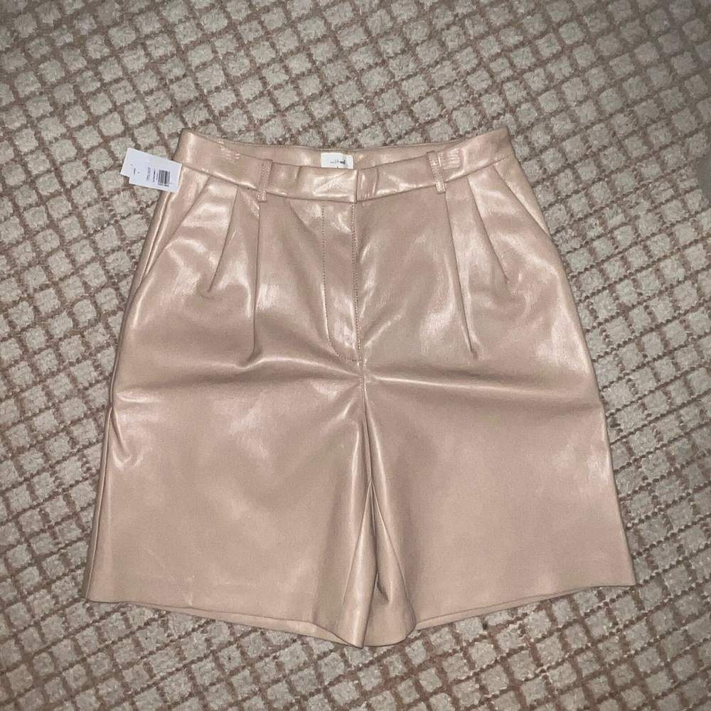 Aritzia Vegan Leather High Waist Cream Women's Shorts